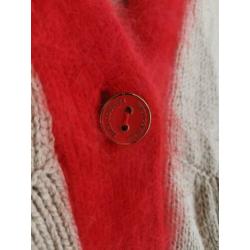 Juicy Couture gebreid gehaakt vest beige angora katoen bont