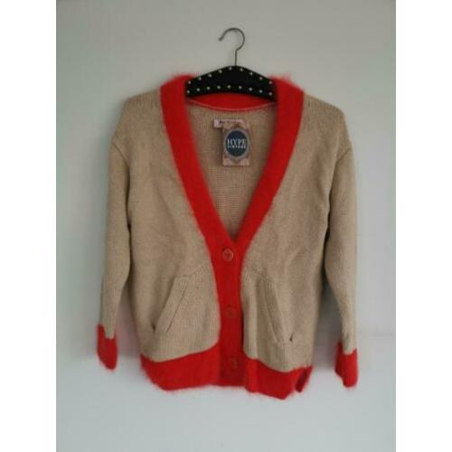 Juicy Couture gebreid gehaakt vest beige angora katoen bont