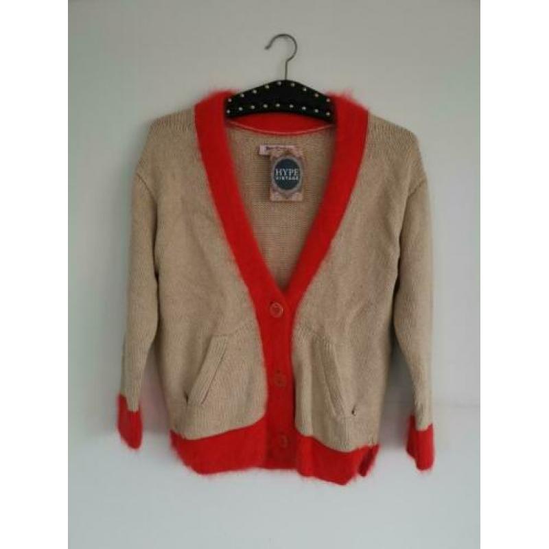 Juicy Couture gebreid gehaakt vest beige angora katoen bont