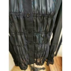 Betty Barclay mooie zwarte transparante blouse mt M NIEUW