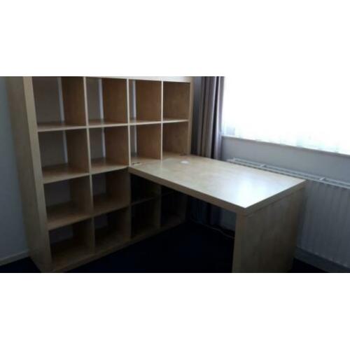 Kallax open wand kast met bureau