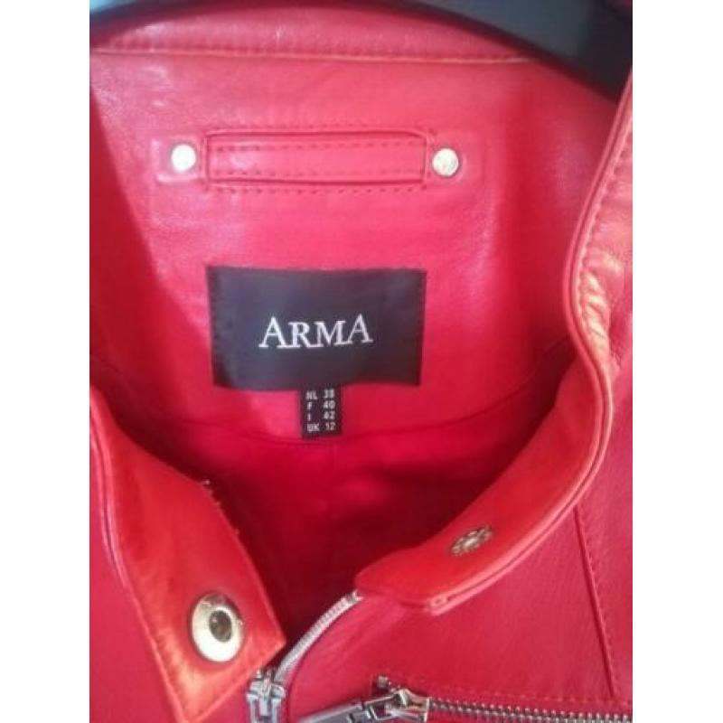 Super mooi rood leren jasje van Arma, mt 38