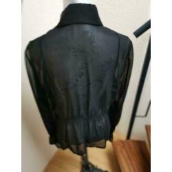 Betty Barclay mooie zwarte transparante blouse mt M NIEUW