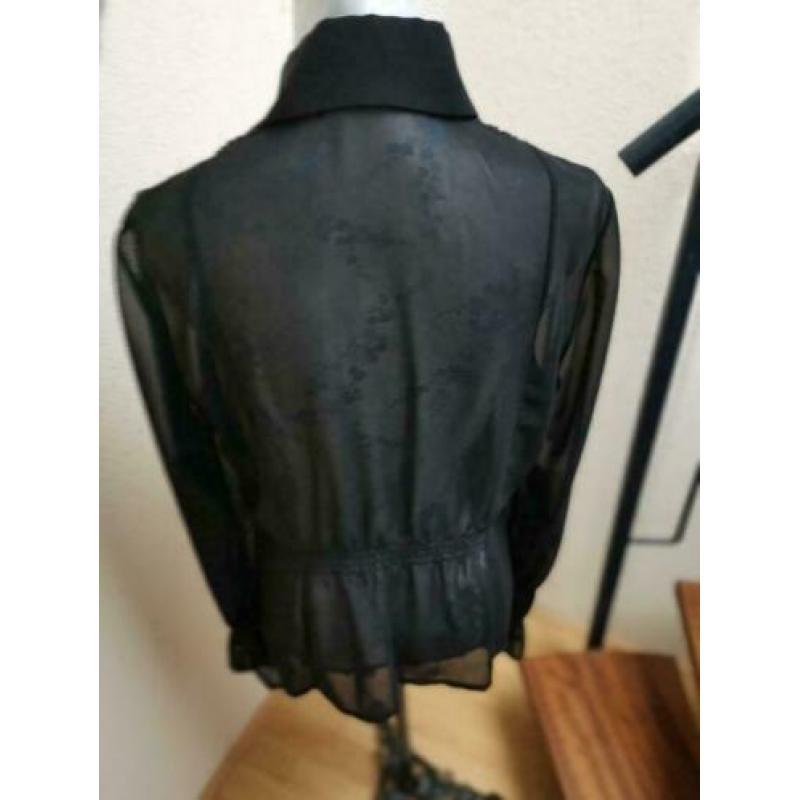 Betty Barclay mooie zwarte transparante blouse mt M NIEUW