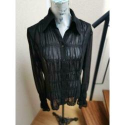 Betty Barclay mooie zwarte transparante blouse mt M NIEUW