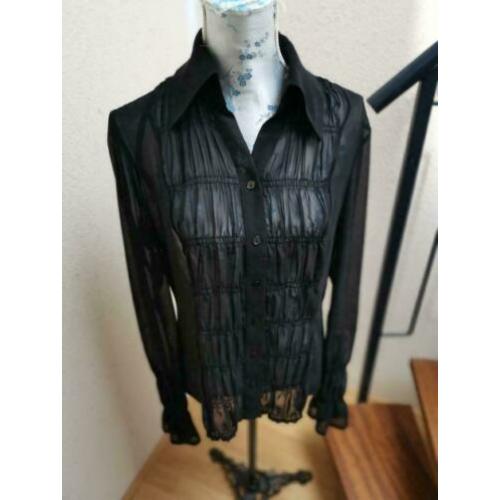 Betty Barclay mooie zwarte transparante blouse mt M NIEUW