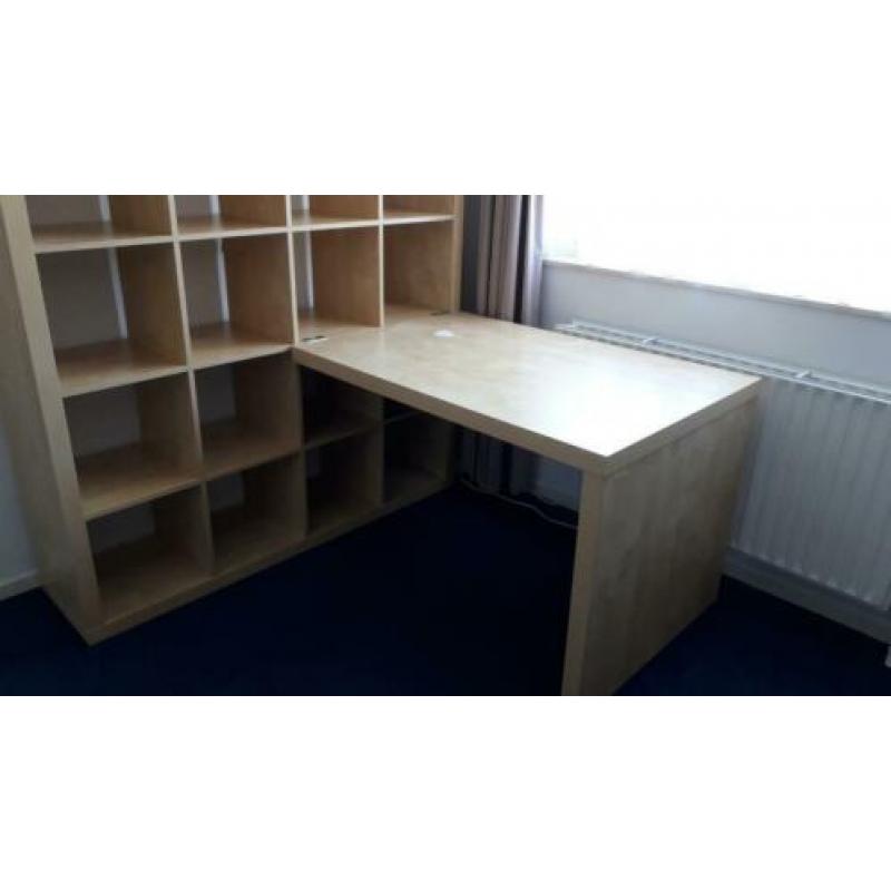 Kallax open wand kast met bureau