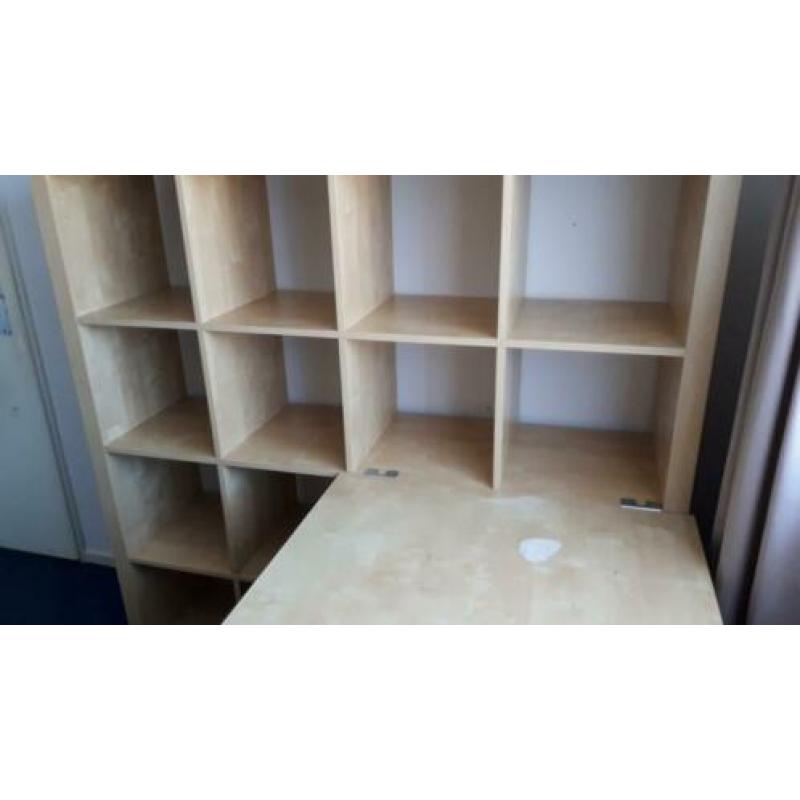 Kallax open wand kast met bureau