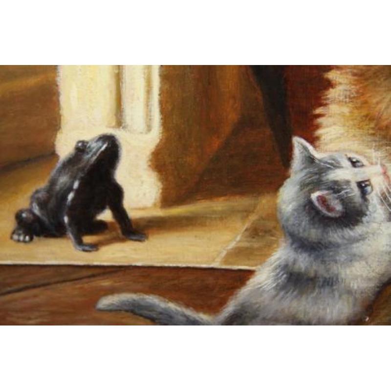 Bert Notenboom 1942-201 Haardvuur/3 Kittens/Hond/Int.