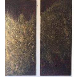 Valio Iv.- Abstract twee luik 2st.x50x120cm-Handgeschilderd