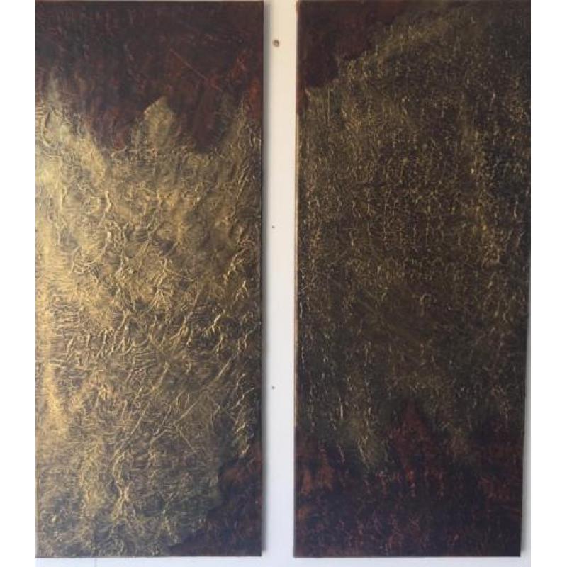Valio Iv.- Abstract twee luik 2st.x50x120cm-Handgeschilderd