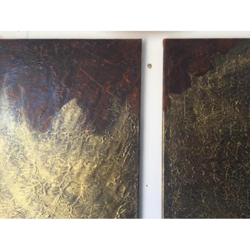 Valio Iv.- Abstract twee luik 2st.x50x120cm-Handgeschilderd