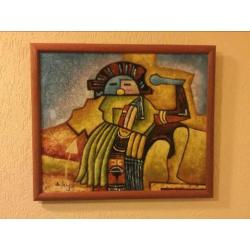 Schilderij met lijst 66 x 56 cm