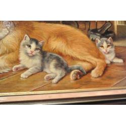 Bert Notenboom 1942-201 Haardvuur/3 Kittens/Hond/Int.