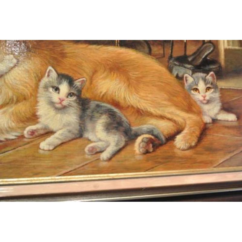 Bert Notenboom 1942-201 Haardvuur/3 Kittens/Hond/Int.