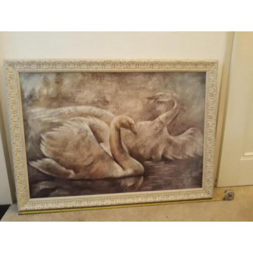 Schilderij wilde zwanen