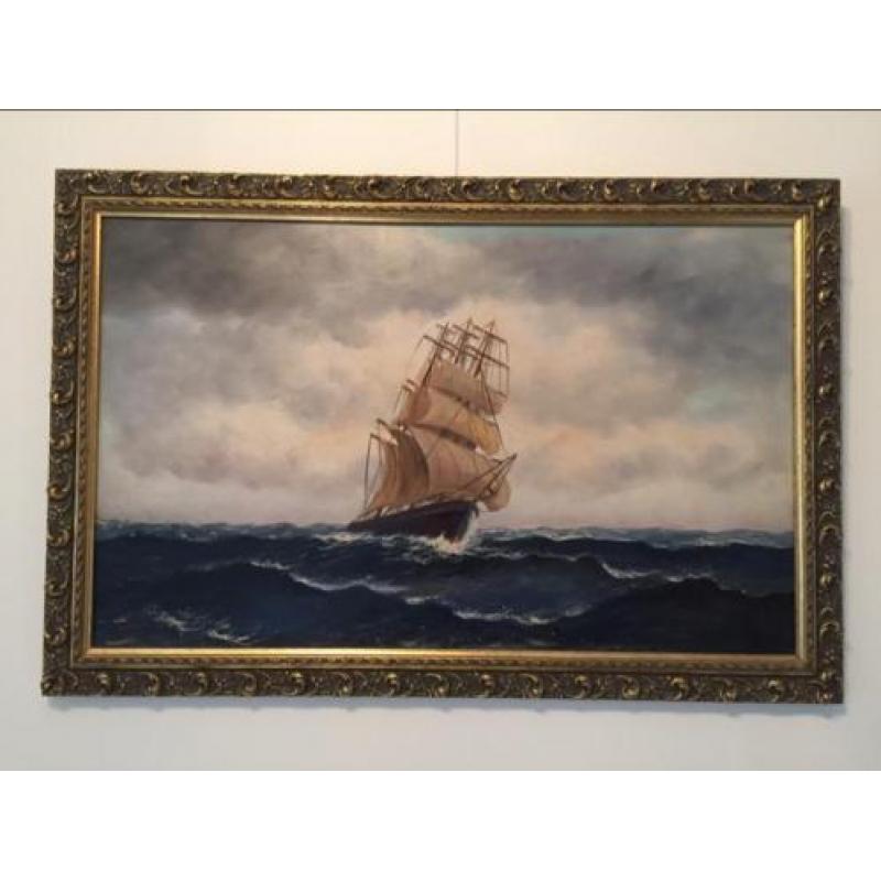 Schilderij van viermaster trans-Atlantisch transportschip