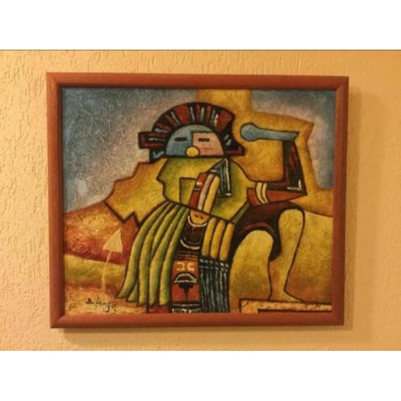 Schilderij met lijst 66 x 56 cm