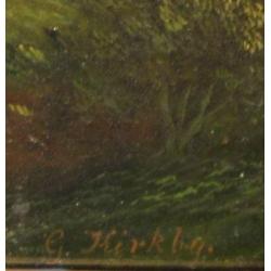 =ca 1800=gesigneerd KIRKBY=op koper=boerderij in landschap=