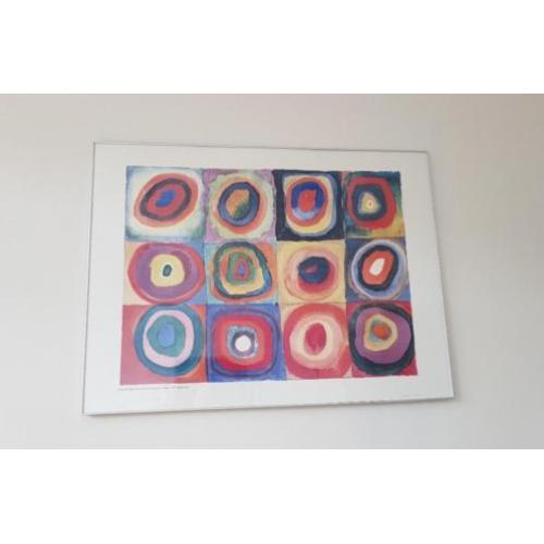 Grote Kandinsky, 'Concentrische cirkels ' , lijst met glas