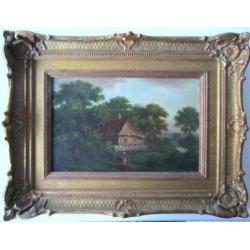 =ca 1800=gesigneerd KIRKBY=op koper=boerderij in landschap=
