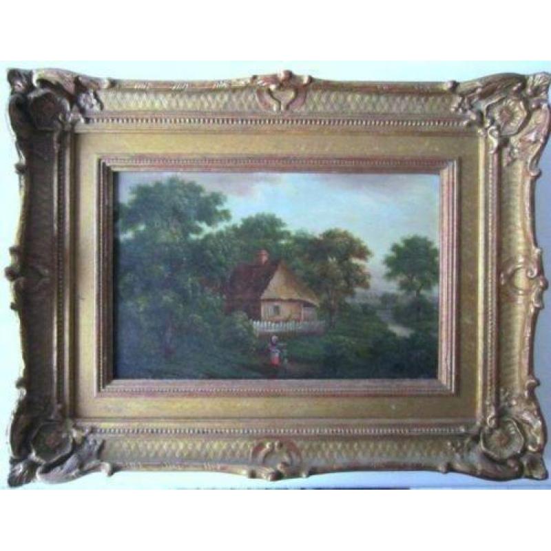 =ca 1800=gesigneerd KIRKBY=op koper=boerderij in landschap=