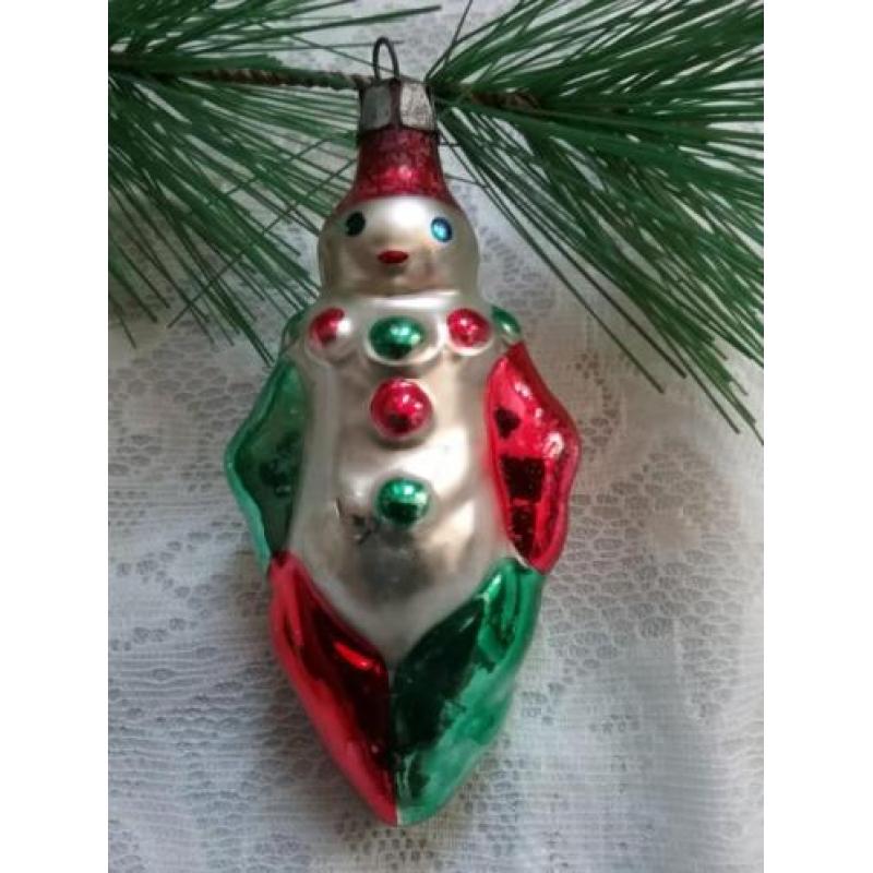 Oude antieke kerstbal figuur clown/pierrot kerstversiering