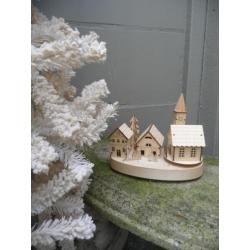 Kerst dorp Houten muziekdoos " Klein dorp"