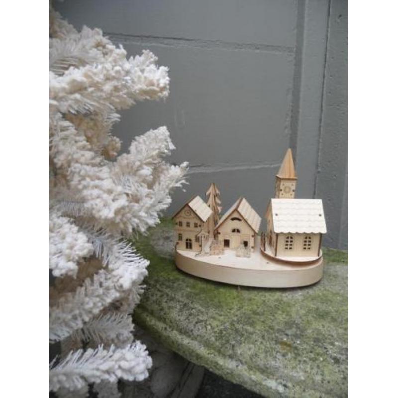 Kerst dorp Houten muziekdoos " Klein dorp"