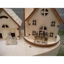 Kerst dorp Houten muziekdoos " Klein dorp"