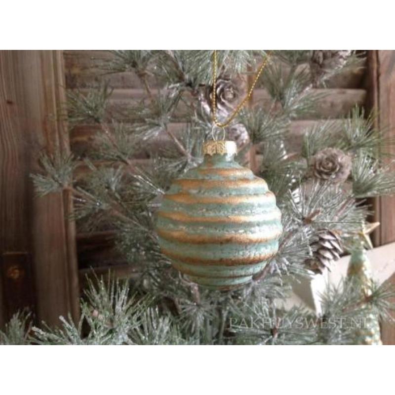 Kerstbal groen/goud VROEG KOOP KORTING