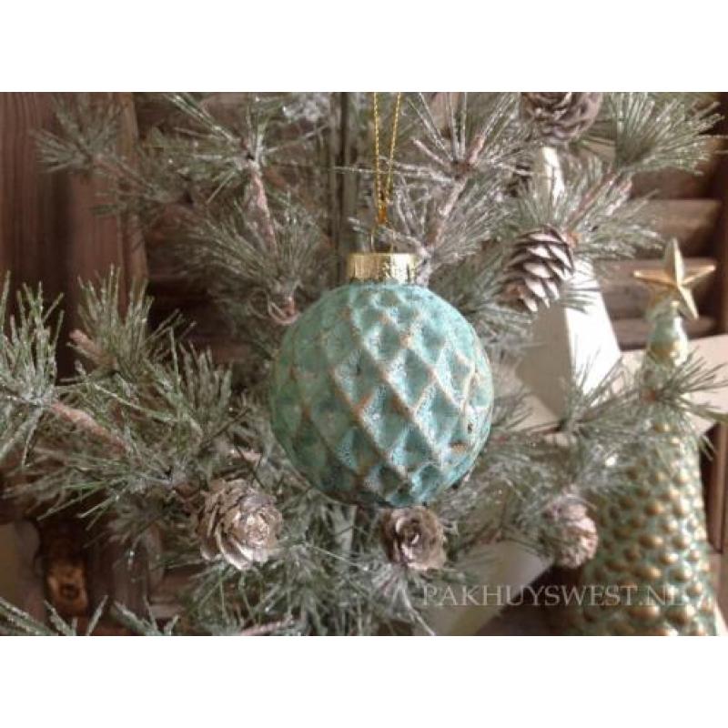 Kerstbal groen/goud VROEG KOOP KORTING