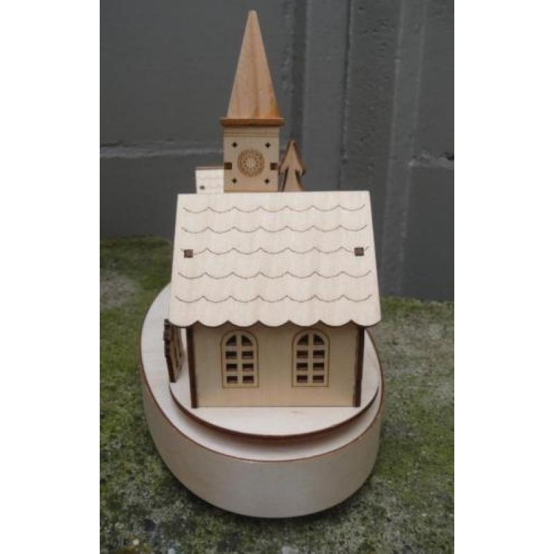 Kerst dorp Houten muziekdoos " Klein dorp"