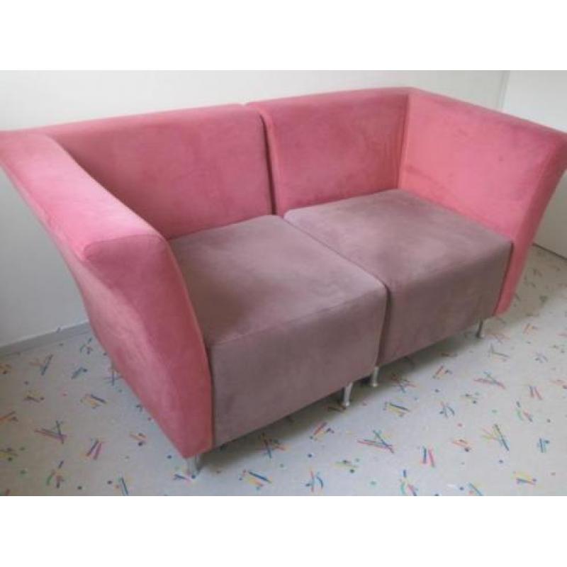 Stoffen Tweezitsbank met Hocker