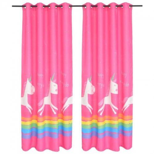 vidaXL Kindergordijnen verduisterend 140x240 cm roze 2 st