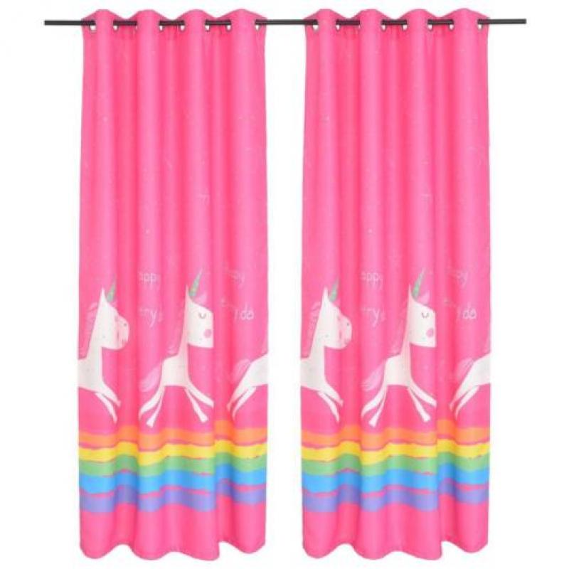 vidaXL Kindergordijnen verduisterend 140x240 cm roze 2 st