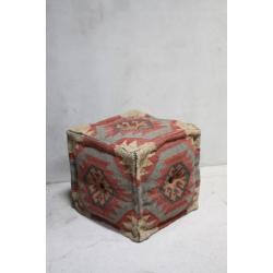 Landelijke Kelim Poef Puur Vintage Voetenbank Bohemian Poef