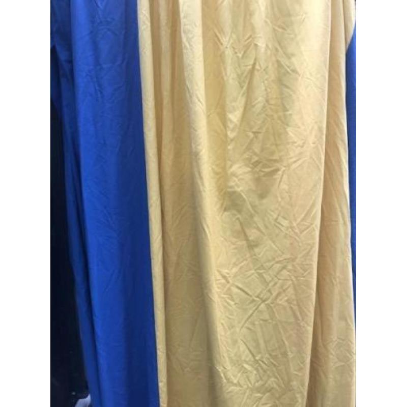 Overgordijn 235 hoog 190 breed, blauw/geel