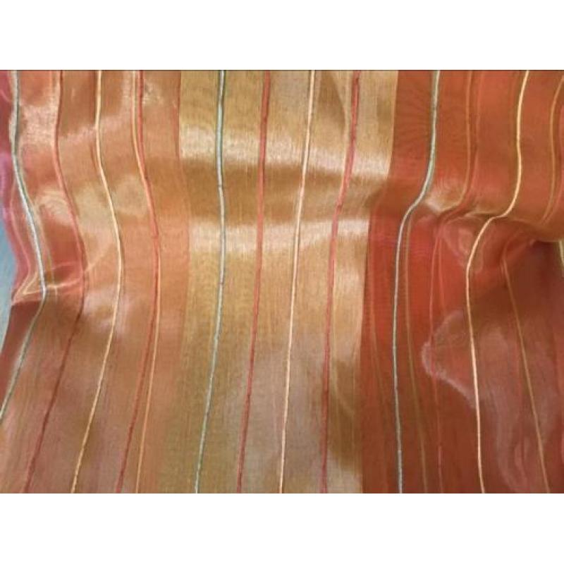 Te koop 4 gordijnen vitrage rood oranje