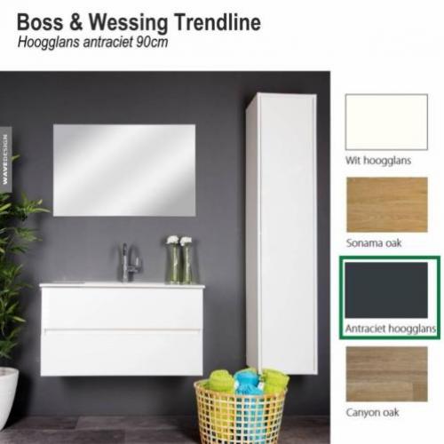 Badmeubel Trendline 90cm Hoogglans antraciet Softclose (V...