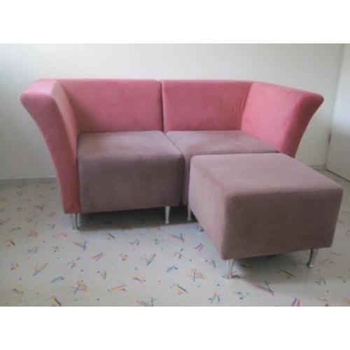Stoffen Tweezitsbank met Hocker