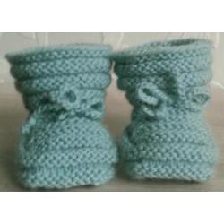 Baby Booties 0-3 m., handgebreide babyslofjes, kleur mint